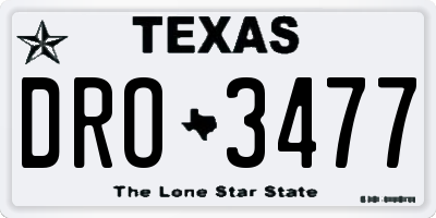 TX license plate DRO3477