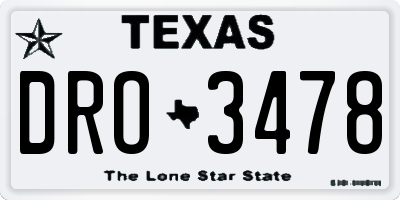 TX license plate DRO3478