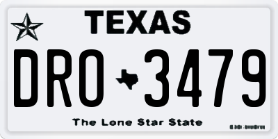 TX license plate DRO3479