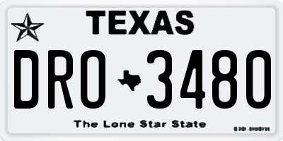 TX license plate DRO3480