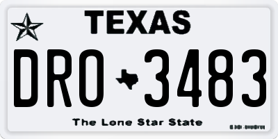 TX license plate DRO3483