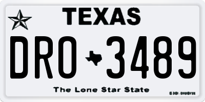TX license plate DRO3489