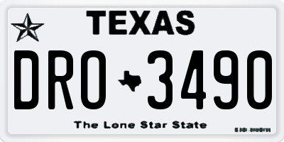 TX license plate DRO3490