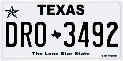 TX license plate DRO3492