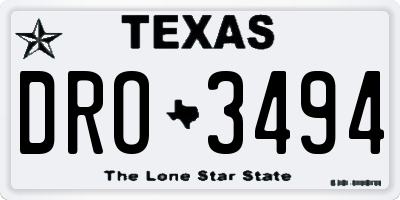 TX license plate DRO3494
