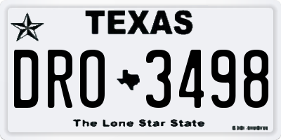 TX license plate DRO3498