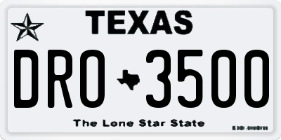 TX license plate DRO3500