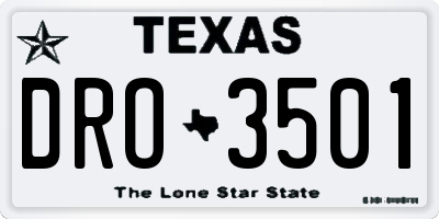 TX license plate DRO3501
