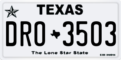 TX license plate DRO3503