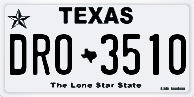 TX license plate DRO3510
