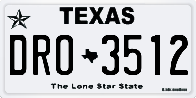 TX license plate DRO3512