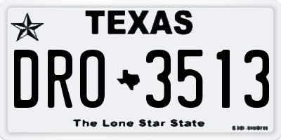 TX license plate DRO3513