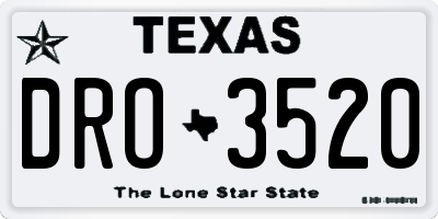 TX license plate DRO3520