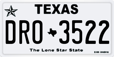 TX license plate DRO3522