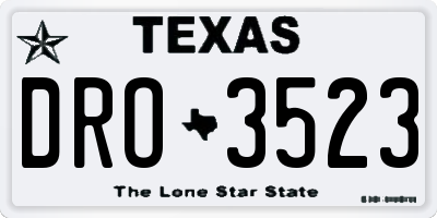 TX license plate DRO3523