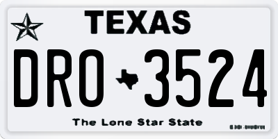 TX license plate DRO3524