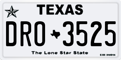 TX license plate DRO3525