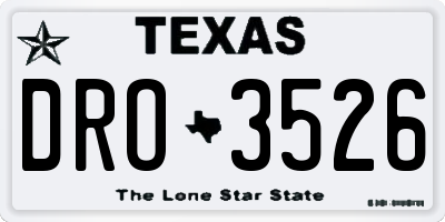 TX license plate DRO3526