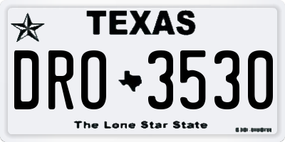 TX license plate DRO3530