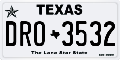 TX license plate DRO3532