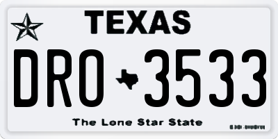 TX license plate DRO3533