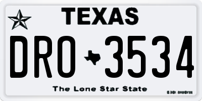 TX license plate DRO3534