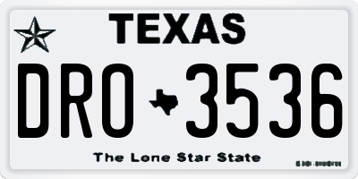 TX license plate DRO3536