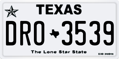 TX license plate DRO3539