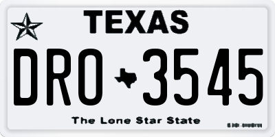 TX license plate DRO3545