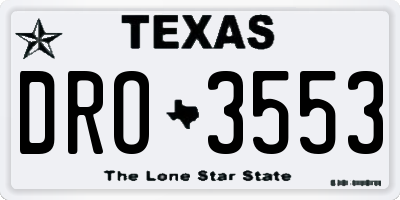 TX license plate DRO3553