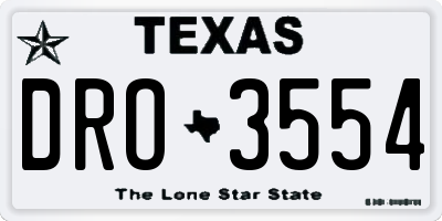 TX license plate DRO3554