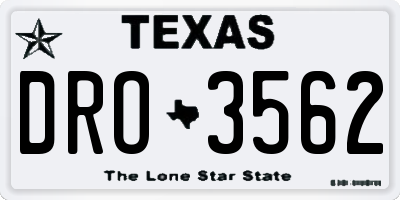 TX license plate DRO3562