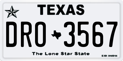 TX license plate DRO3567