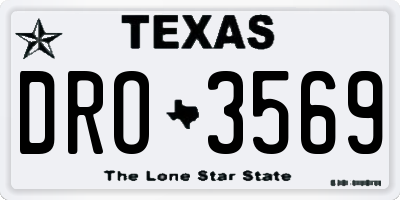 TX license plate DRO3569
