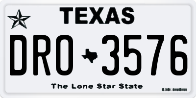 TX license plate DRO3576