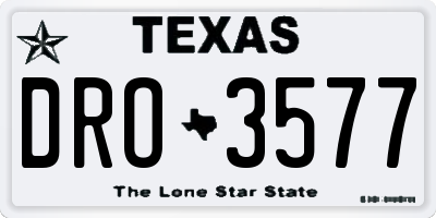 TX license plate DRO3577