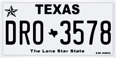 TX license plate DRO3578
