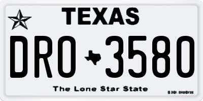 TX license plate DRO3580