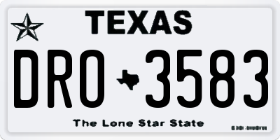 TX license plate DRO3583
