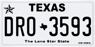 TX license plate DRO3593