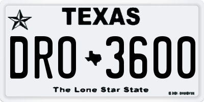 TX license plate DRO3600