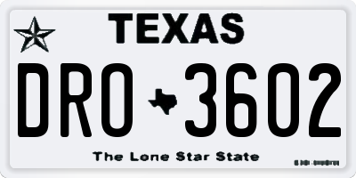 TX license plate DRO3602