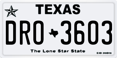 TX license plate DRO3603