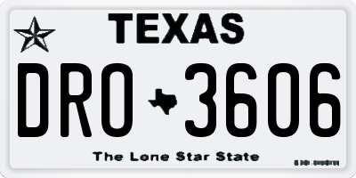 TX license plate DRO3606