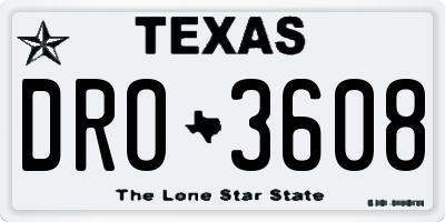 TX license plate DRO3608