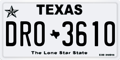 TX license plate DRO3610
