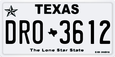 TX license plate DRO3612
