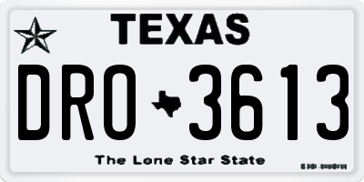 TX license plate DRO3613