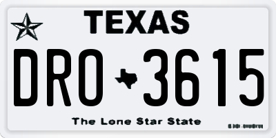 TX license plate DRO3615