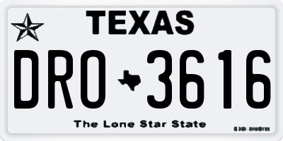 TX license plate DRO3616